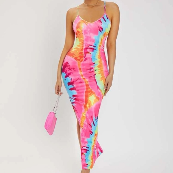 Dresses & Skirts - New Inventory 💕Tie Dye Crisscross Backless Split Thigh Dress💕